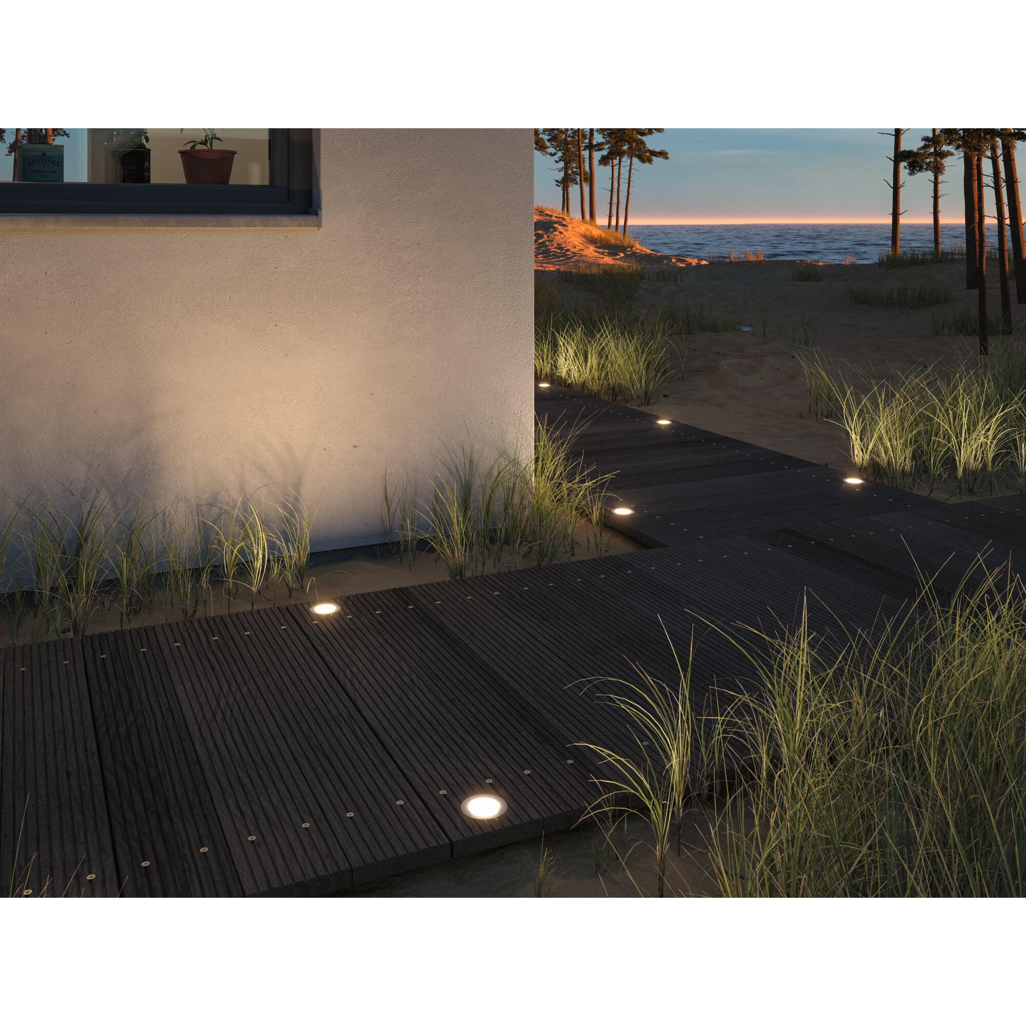 Außeneinbauleuchten-Set 'Plug & Shine' edelstahlfarben 3 Stück