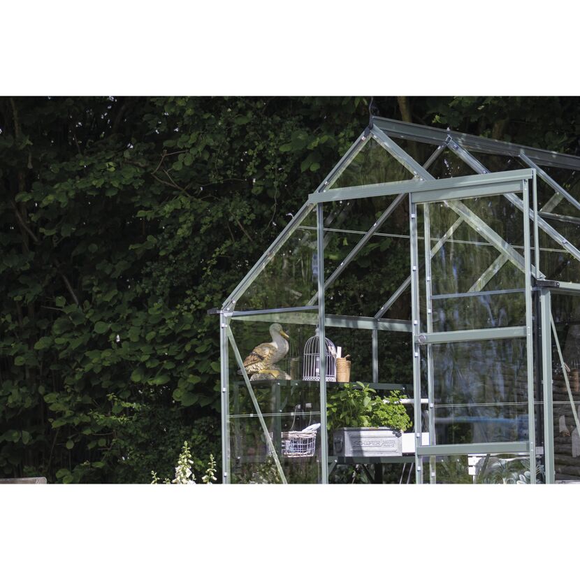 Gewächshaus 'ICON 6' 192,5 x 254,7 cm mit 3 mm Blankglas aluminiumfarben