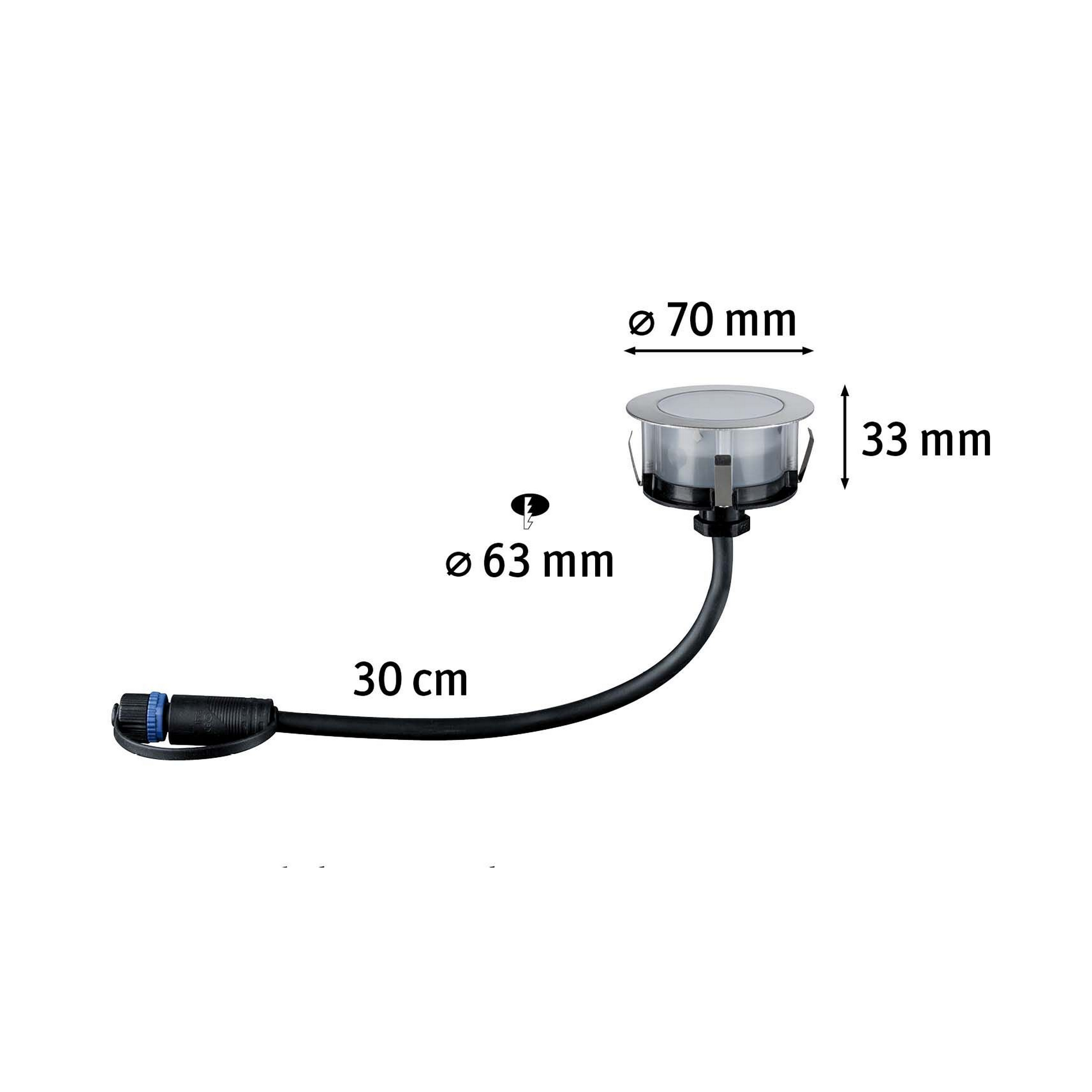 Außeneinbauleuchte 'Plug & Shine' edelstahlfarben 2 W Ø 7 cm