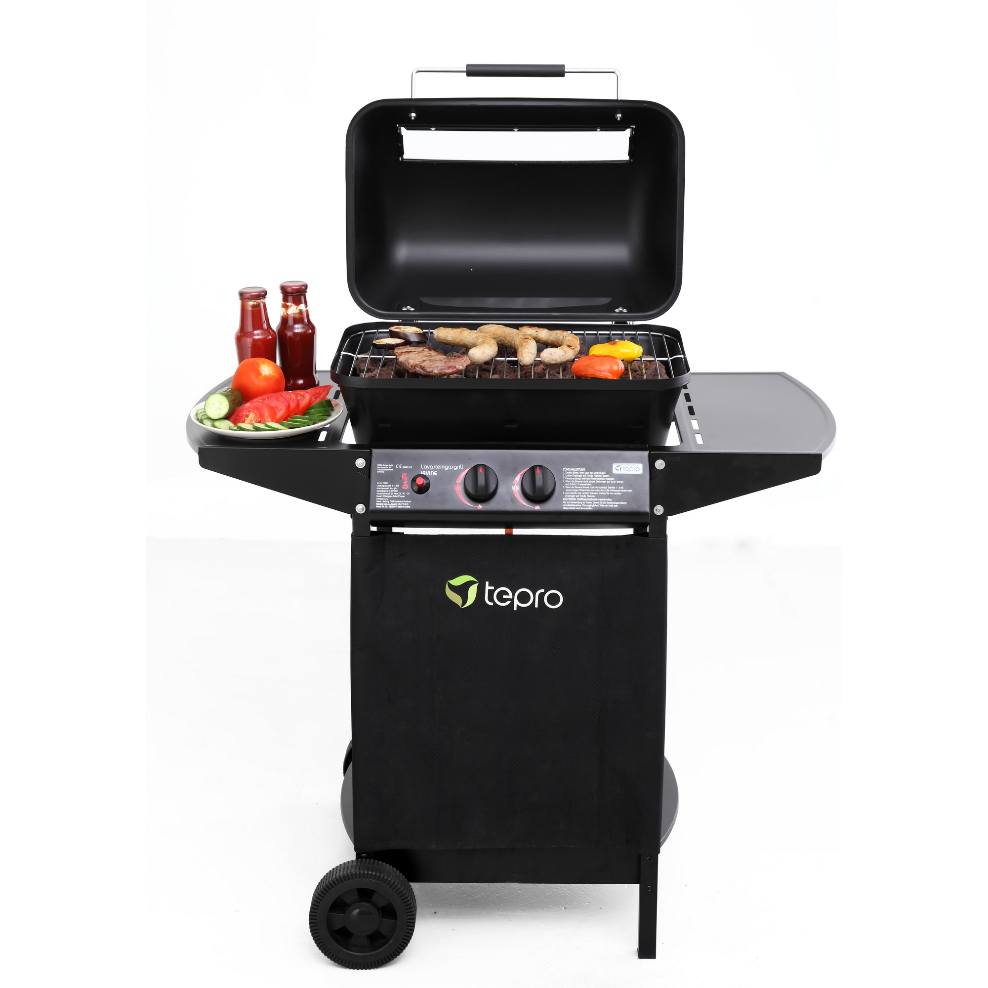 Lavasteingasgrill 'Irvine' schwarz 94 x 102 x 77 cm
