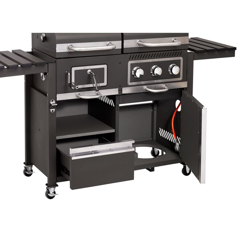 Kohle-Gas-Kombigrill 'Toronto Kombi' schwarz 173 x 116,5 x 65 cm