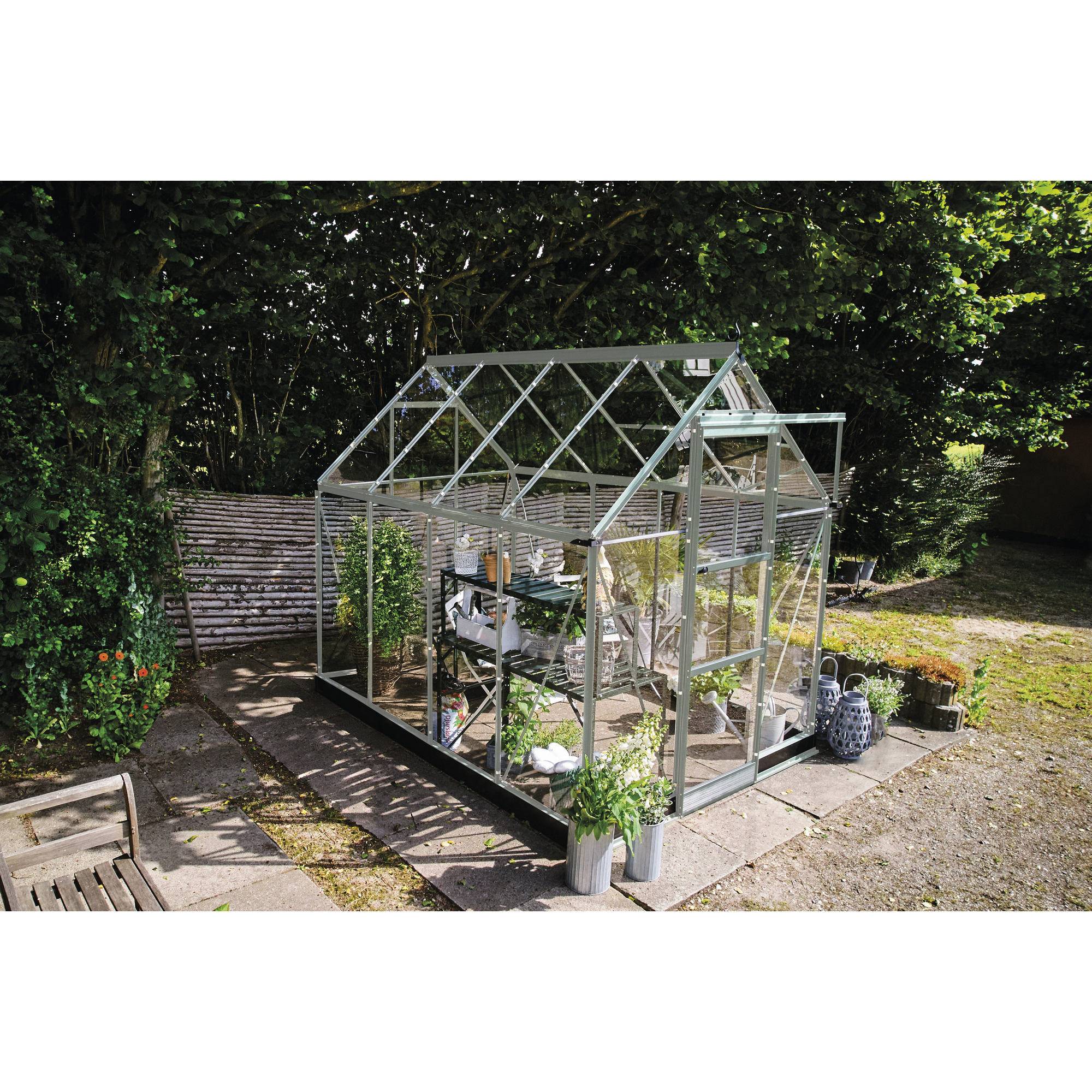 Gewächshaus 'ICON 6' 192,5 x 254,7 cm mit 3 mm Sicherheitsglas aluminiumfarben