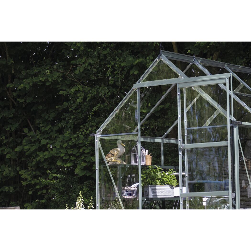 Gewächshaus 'ICON 6' 192,5 x 254,7 cm mit 3 mm Sicherheitsglas aluminiumfarben
