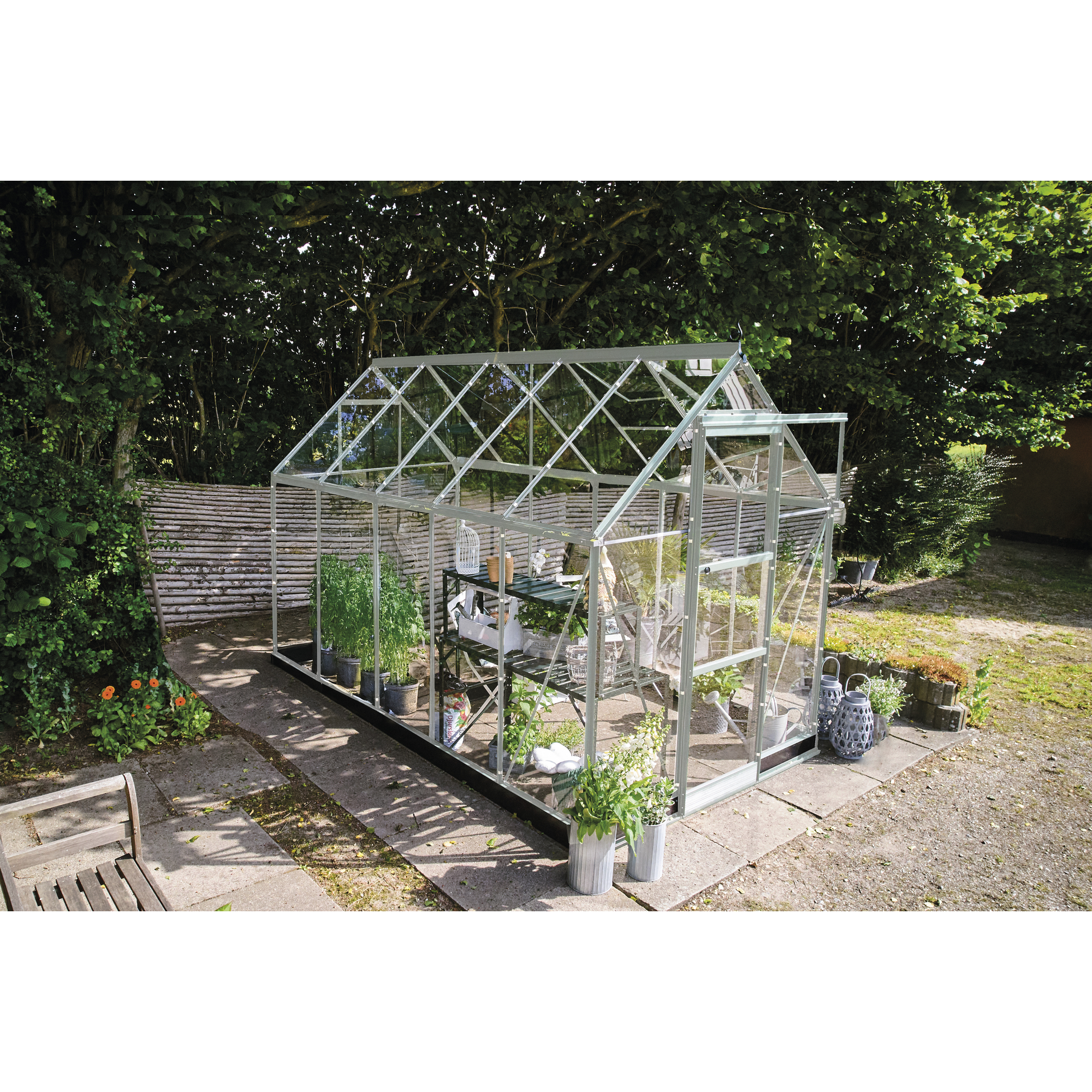 Gewächshaus 'ICON 6' 192,5 x 316,9 cm mit 3 mm Sicherheitsglas aluminiumfarben