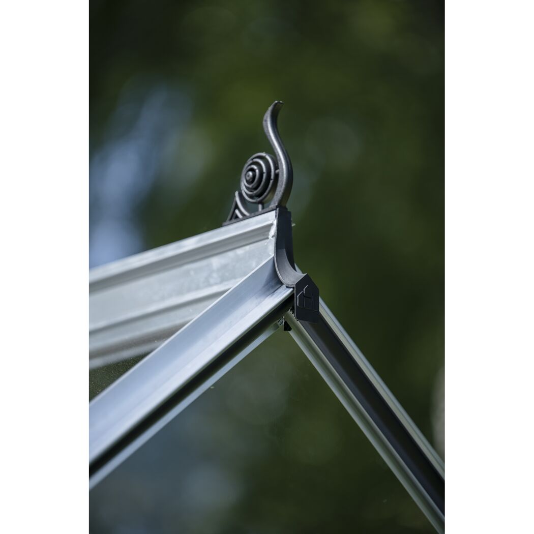 Gewächshaus 'ICON 6' 192,5 x 316,9 cm mit 3 mm Sicherheitsglas aluminiumfarben