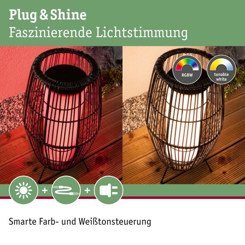 Außenleuchte 'Plug & Shine' schwarz 3,2 W Ø 20 x 40 cm