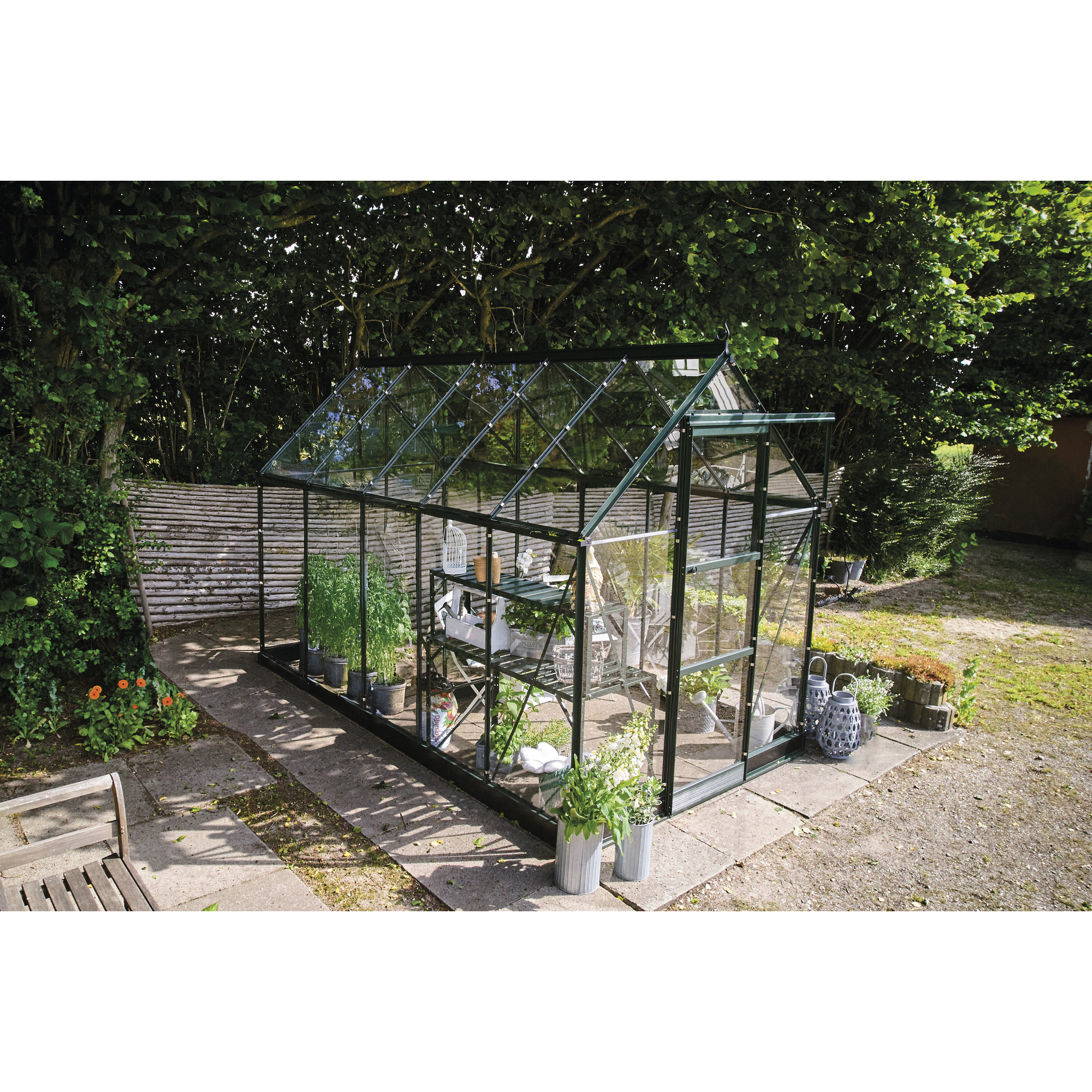 Gewächshaus 'ICON 6' 192,5 x 316,9 cm mit 3 mm Sicherheitsglas grün