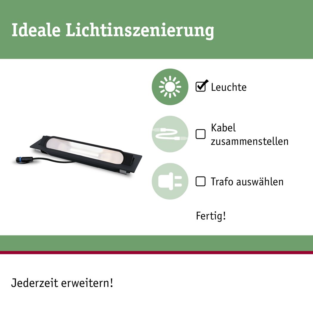 LED-Außeneinbauleuchte 'Plug & Shine' dimmbar 510 lm warmweiß 27,9 x 7,6 cm