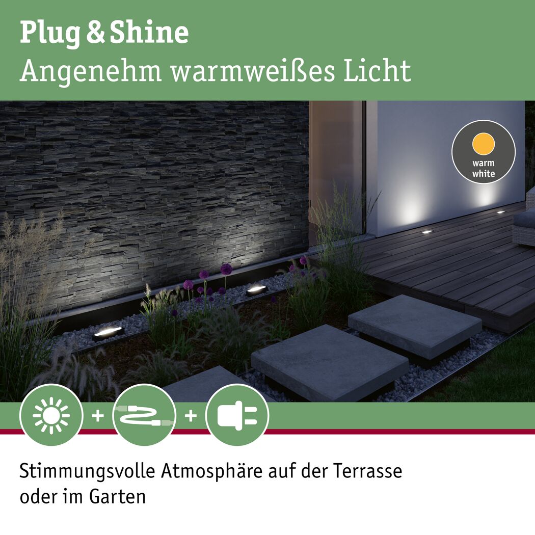 LED-Außeneinbauleuchte 'Plug & Shine' dimmbar 510 lm warmweiß 27,9 x 7,6 cm