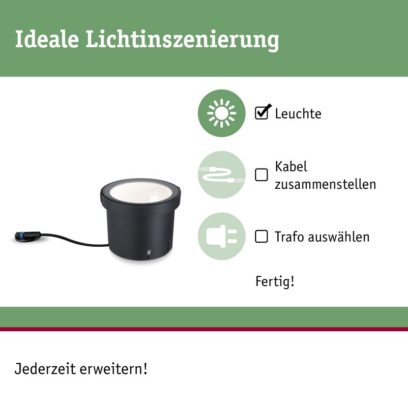 LED-Bodeneinbauleuchte 'Plug & Shine' anthrazit 6,1 W Ø 15,5 x 13,5 cm