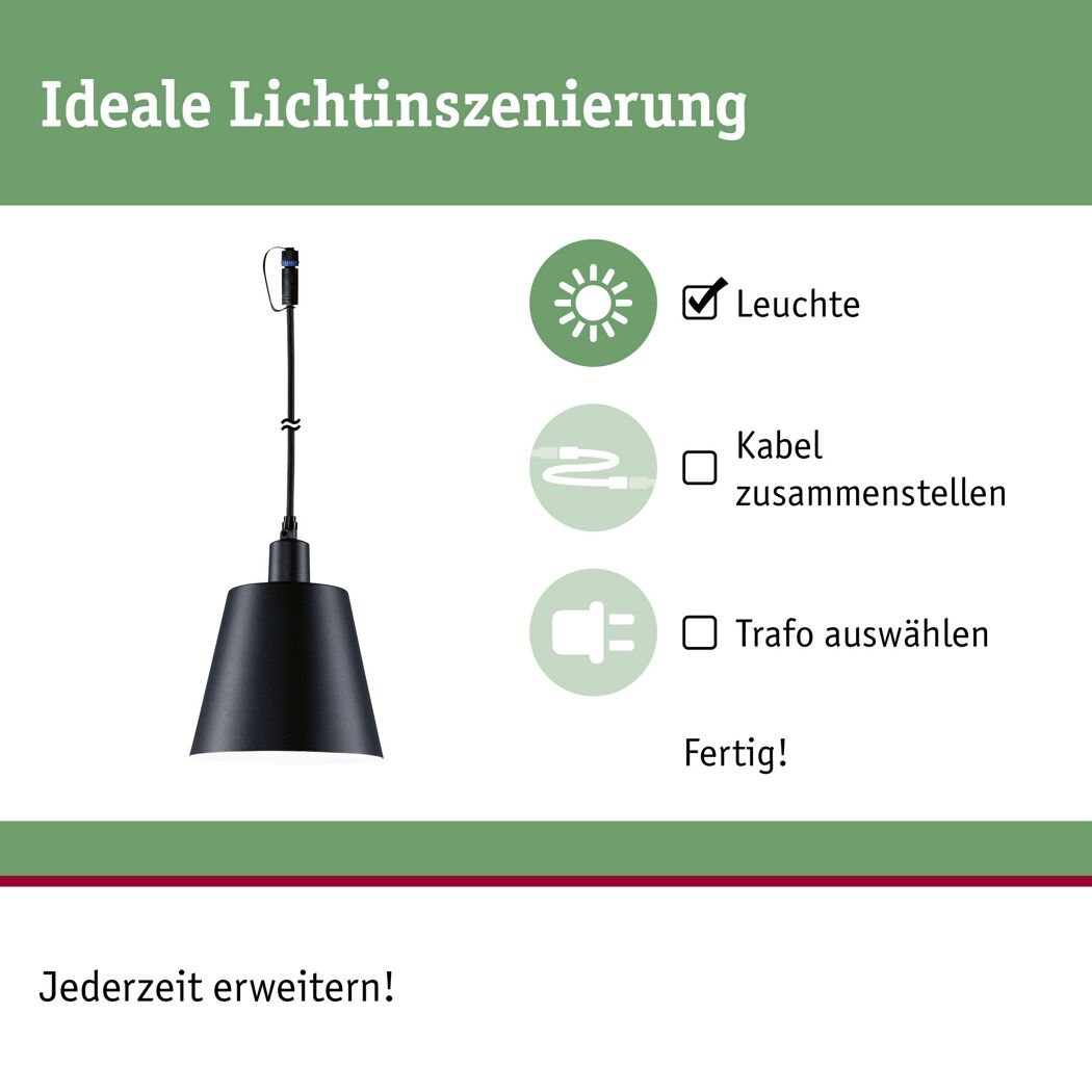 LED-Außenpendelleuchte 'Plug & Shine' dimmbar E14 2 W 160 lm warmweiß Ø 16 x 500 cm