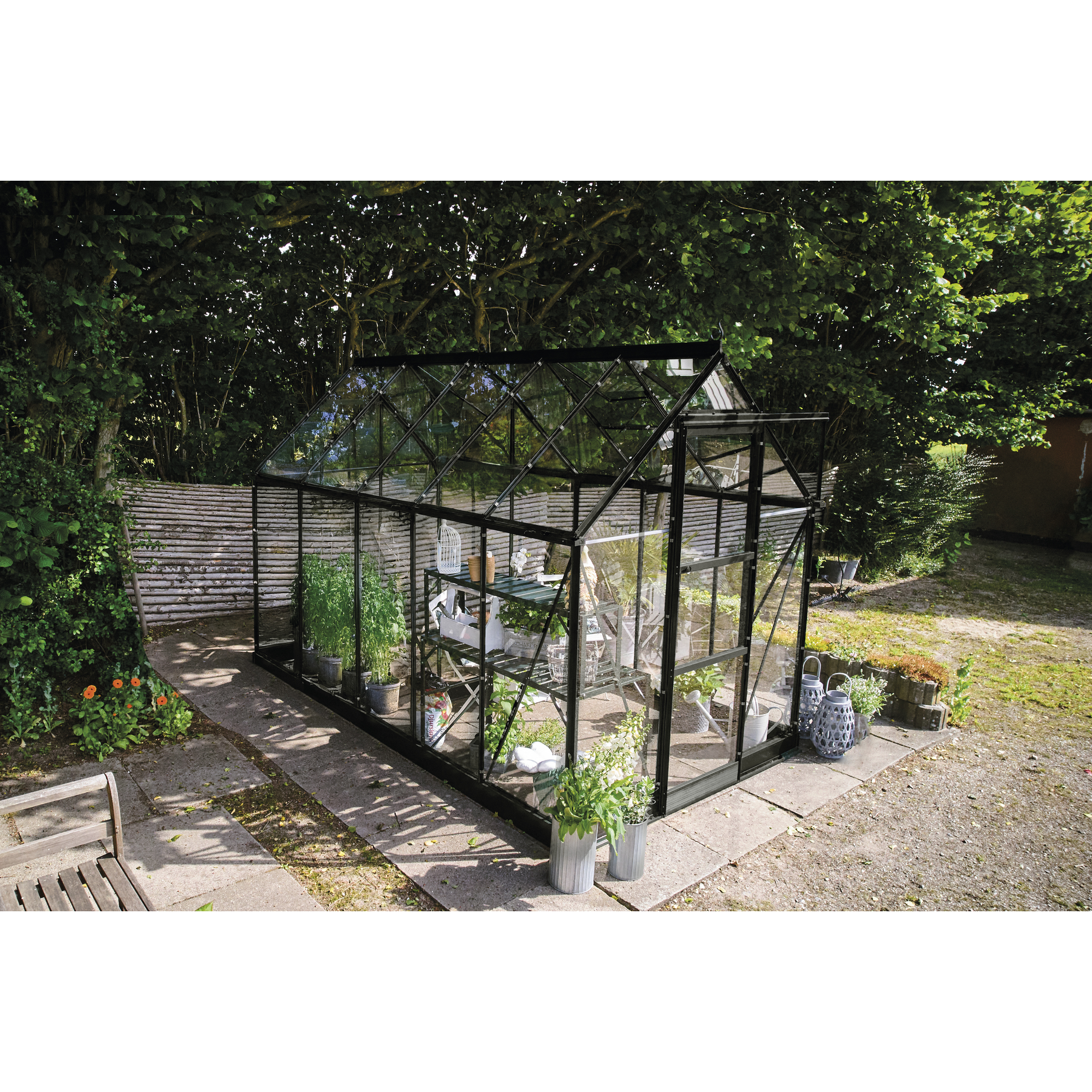 Gewächshaus 'ICON 6' 192,5 x 316,9 cm mit 3 mm Sicherheitsglas schwarz
