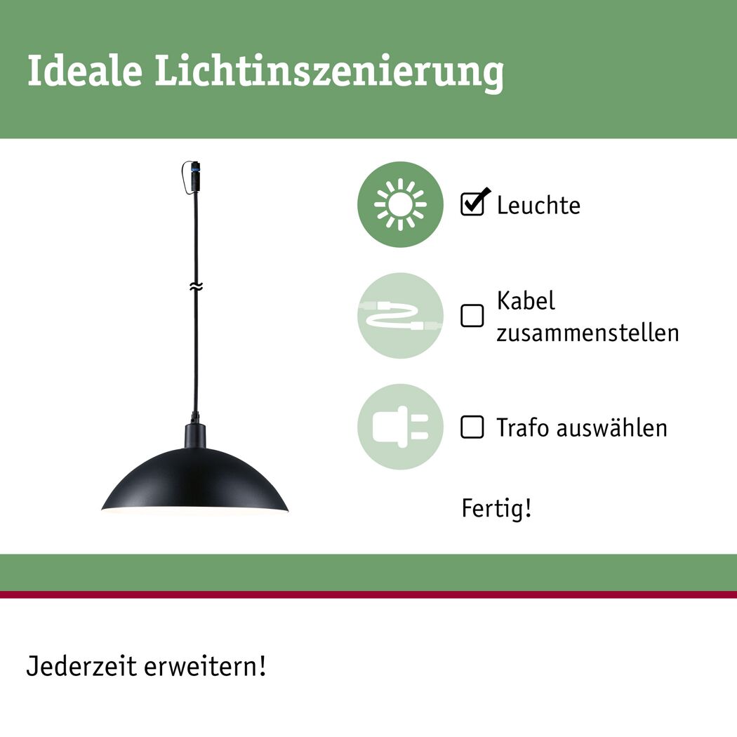 LED-Außenpendelleuchte 'Plug & Shine' dimmbar E14 2 W 160 lm warmweiß Ø 30 x 500 cm