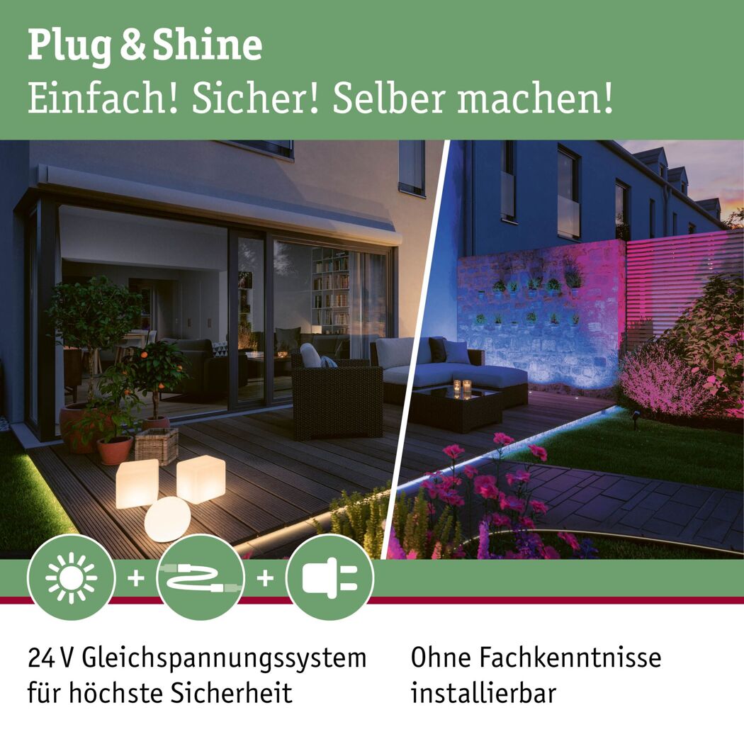 LED-Außenpendelleuchte 'Plug & Shine' dimmbar E14 2 W 160 lm warmweiß Ø 30 x 500 cm