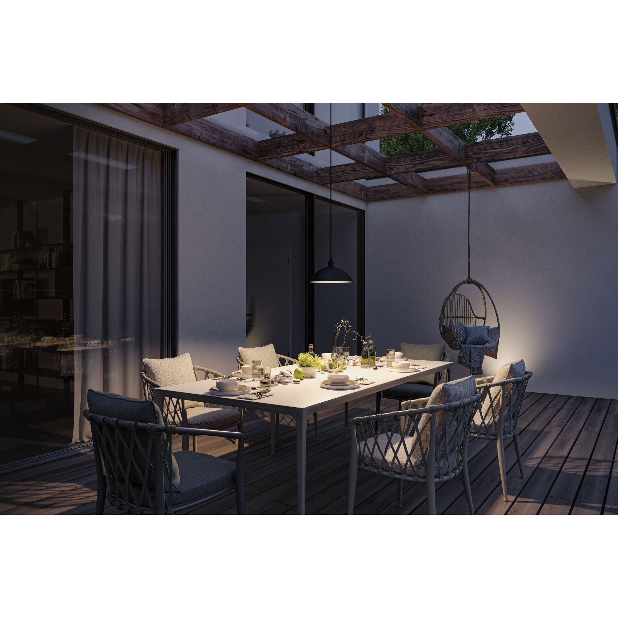 Outdoor-Pendelleuchte 'Plug & Shine Mapala' E14 anthrazit 500 cm