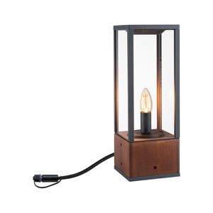 LED-Außenleuchte 'Plug & Shine' Holz braun 14,2 x 40 x 14,2 cm