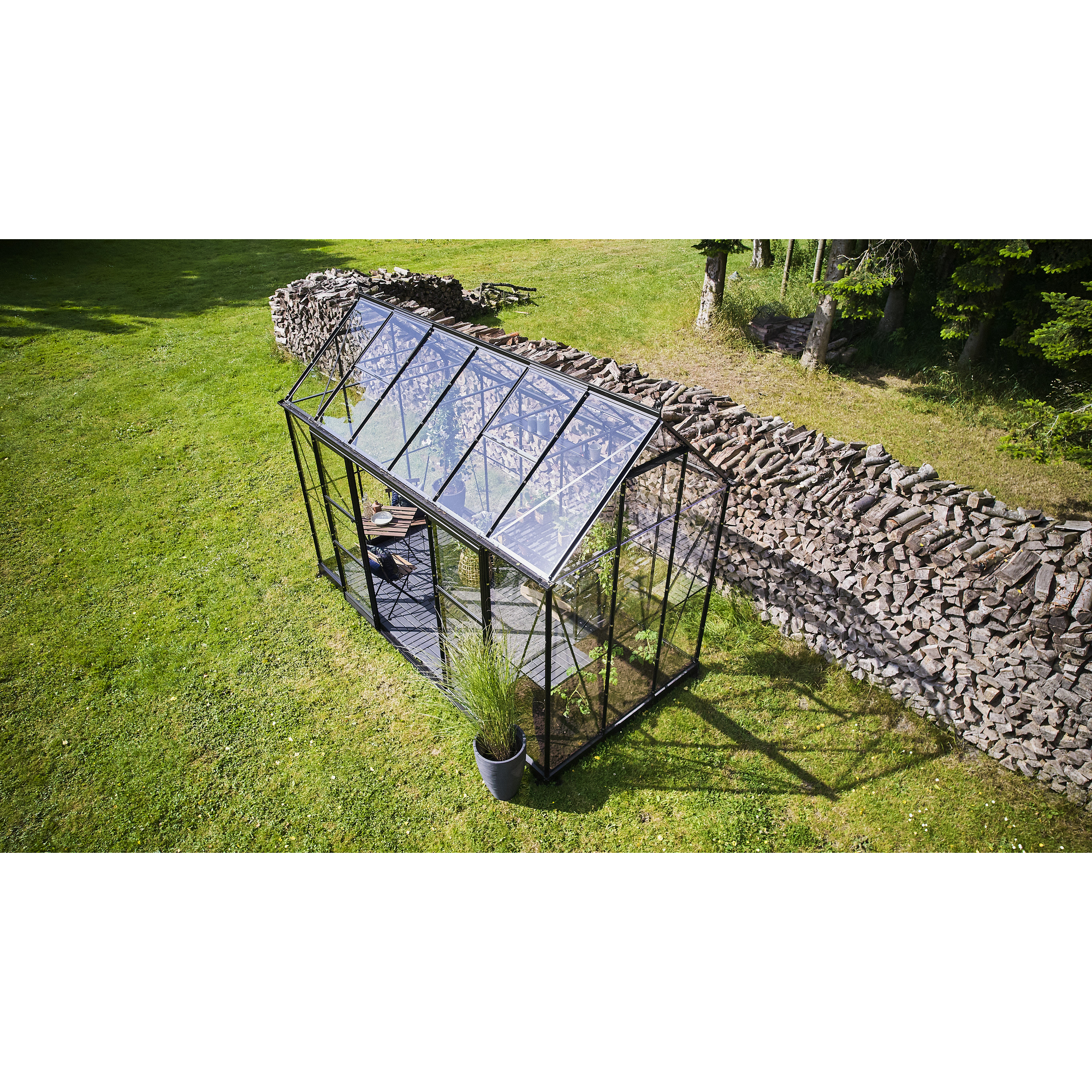 Gewächshaus 'ICON Planthouse 6' 379,1 x 192,5 cm mit 3 mm Sicherheitsglas schwarz