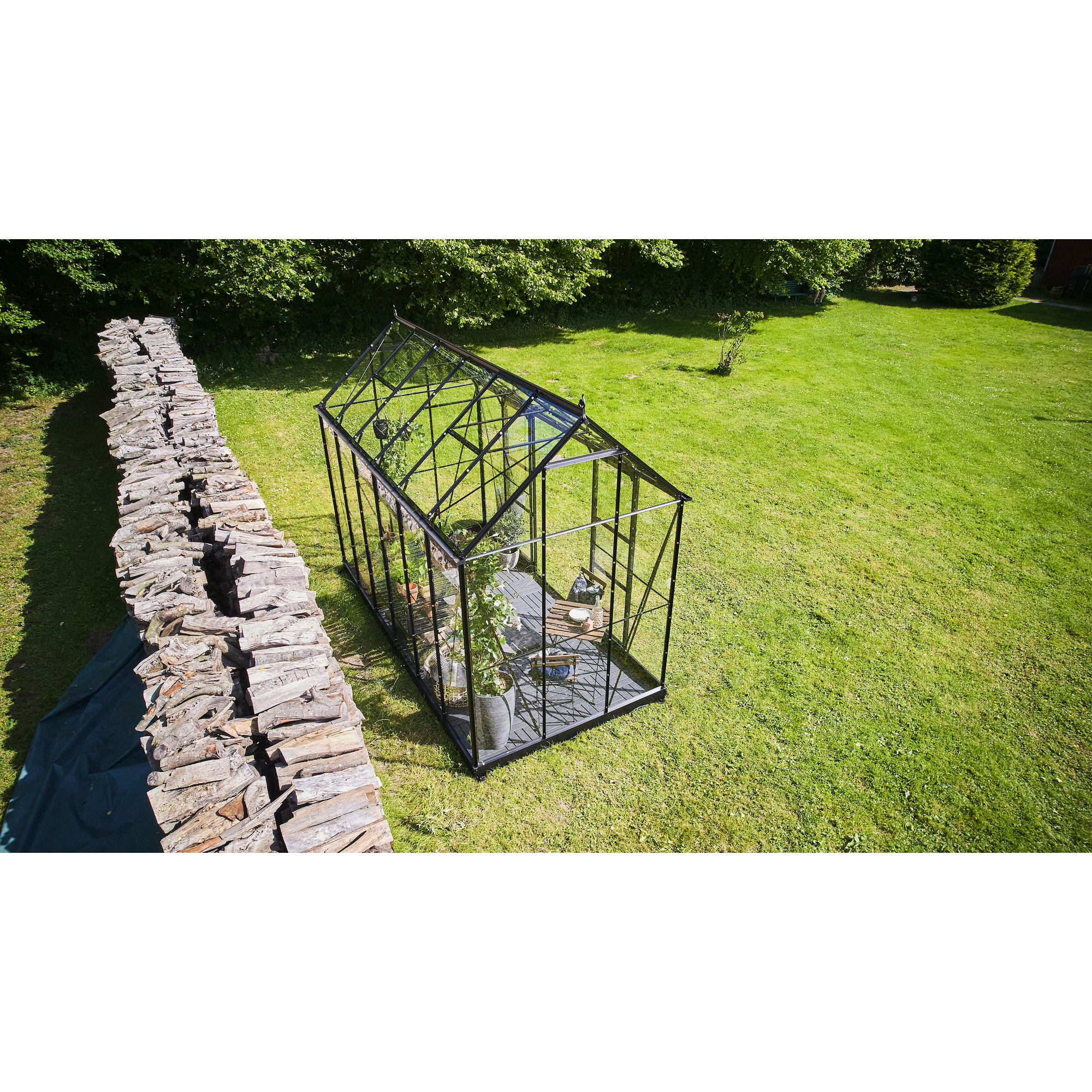 Gewächshaus 'ICON Planthouse 6' 379,1 x 192,5 cm mit 3 mm Sicherheitsglas schwarz
