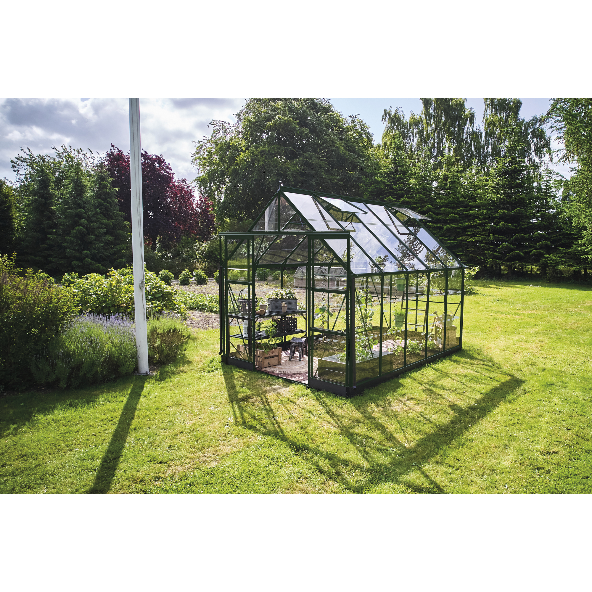 Gewächshaus 'ICON 8' 254,7 x 316,9 cm mit 3 mm Blankglas grün