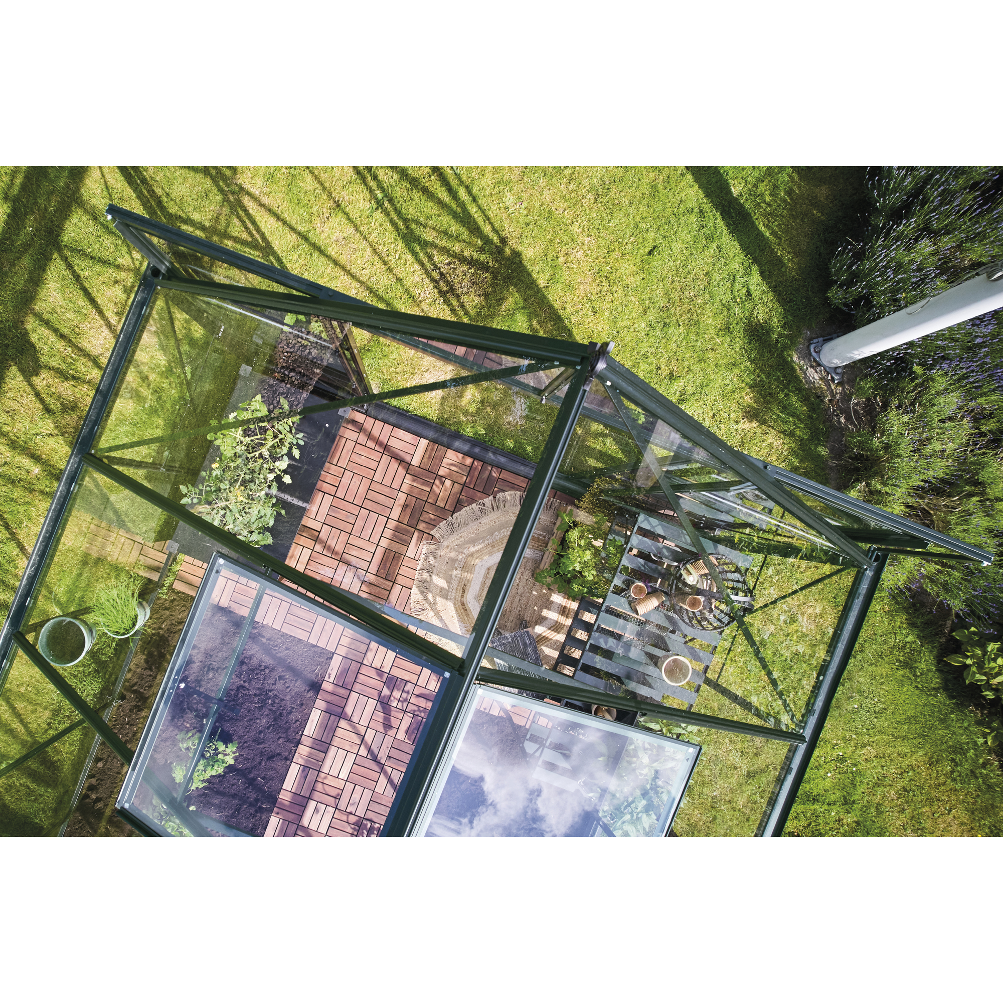 Gewächshaus 'ICON 8' 254,7 x 316,9 cm mit 3 mm Sicherheitsglas grün