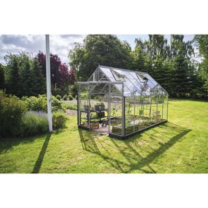 Gewächshaus 'ICON 8' 254,7 x 379,1 cm mit 3 mm Blankglas aluminiumfarben