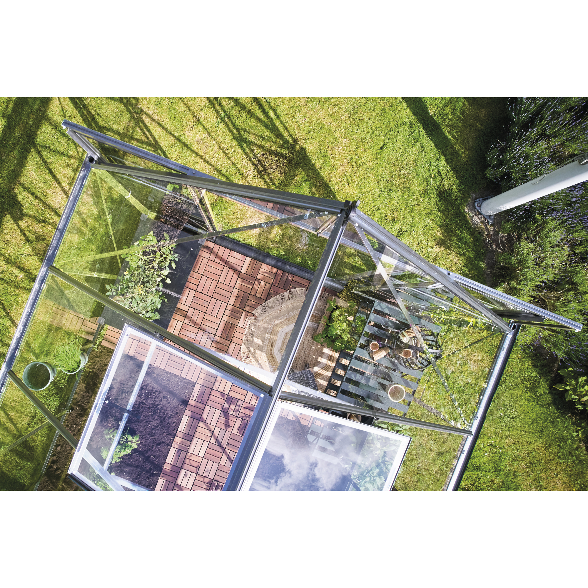 Gewächshaus 'ICON 8' 254,7 x 379,1 cm mit 3 mm Sicherheitsglas aluminiumfarben