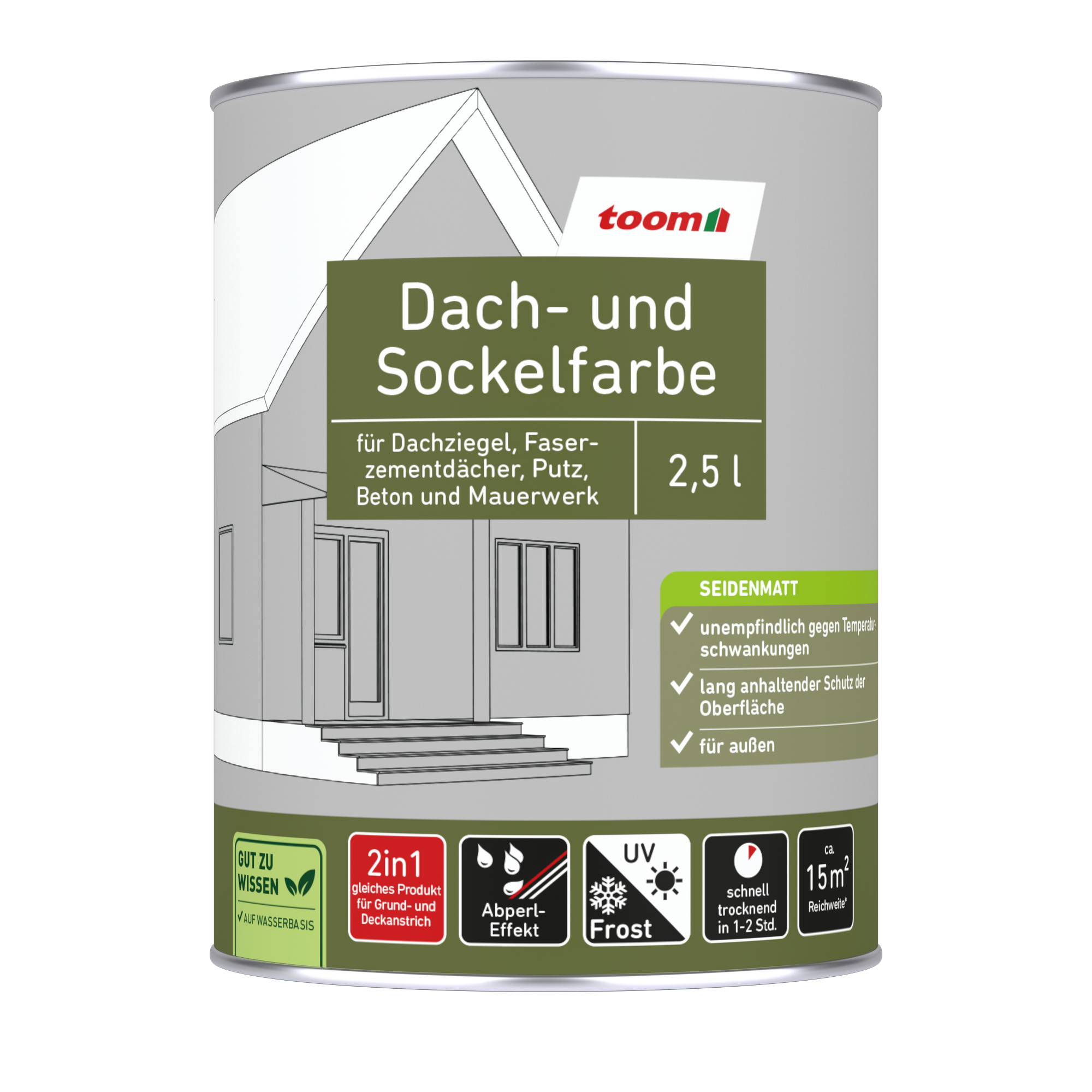 Dach-und Sockelfarbe silbergrau 2,5L