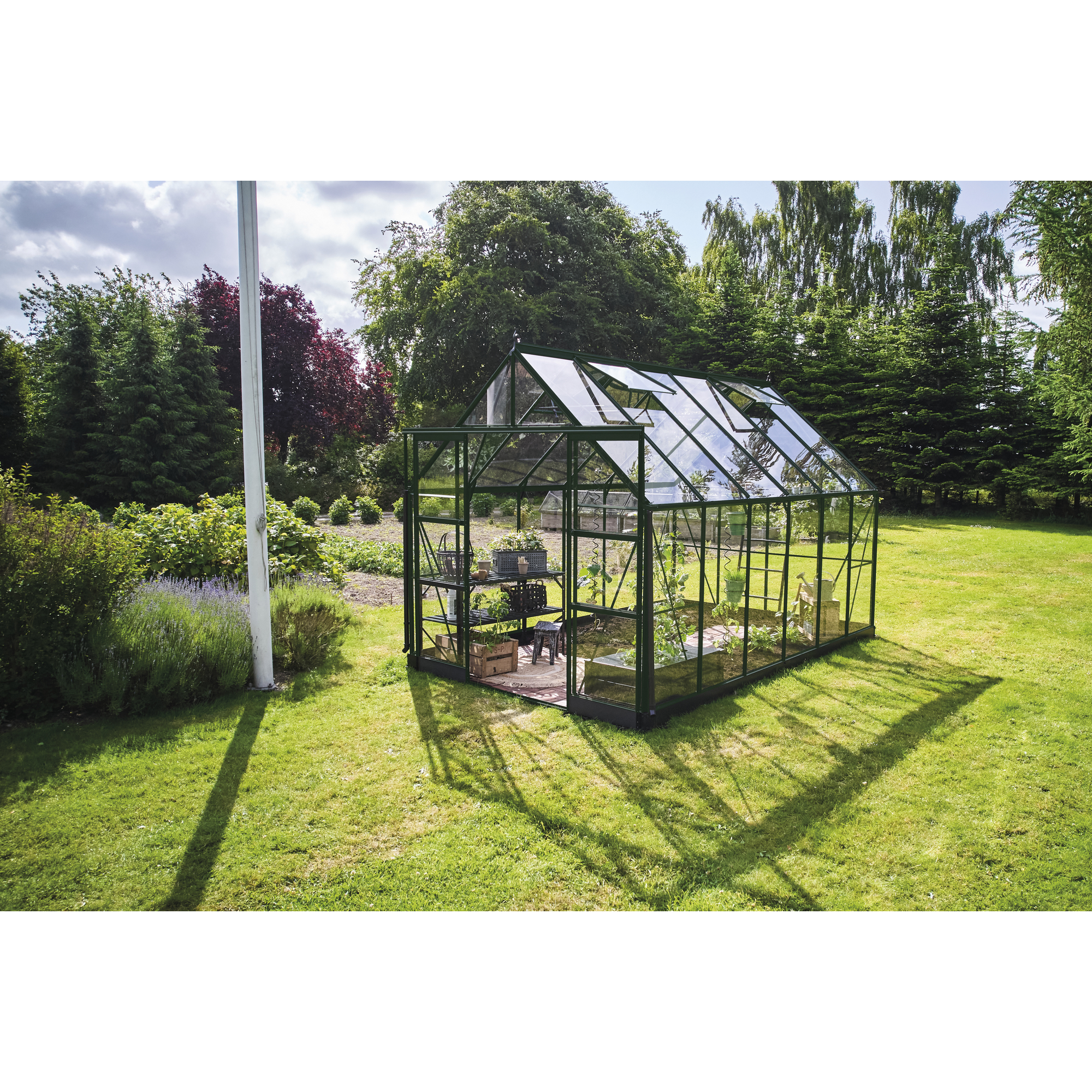 Gewächshaus 'ICON 8' 254,7 x 379,1 cm mit 3 mm Sicherheitsglas grün