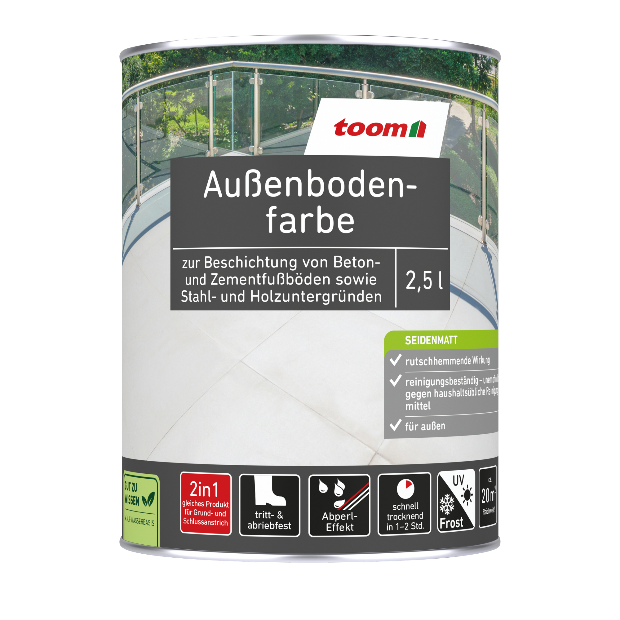 Außenbodenfarbe Betongrau 2,5 l