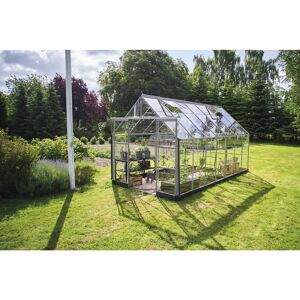 Gewächshaus 'ICON 8' 254,7 x 441,3 cm mit 3 mm Blankglas aluminiumfarben