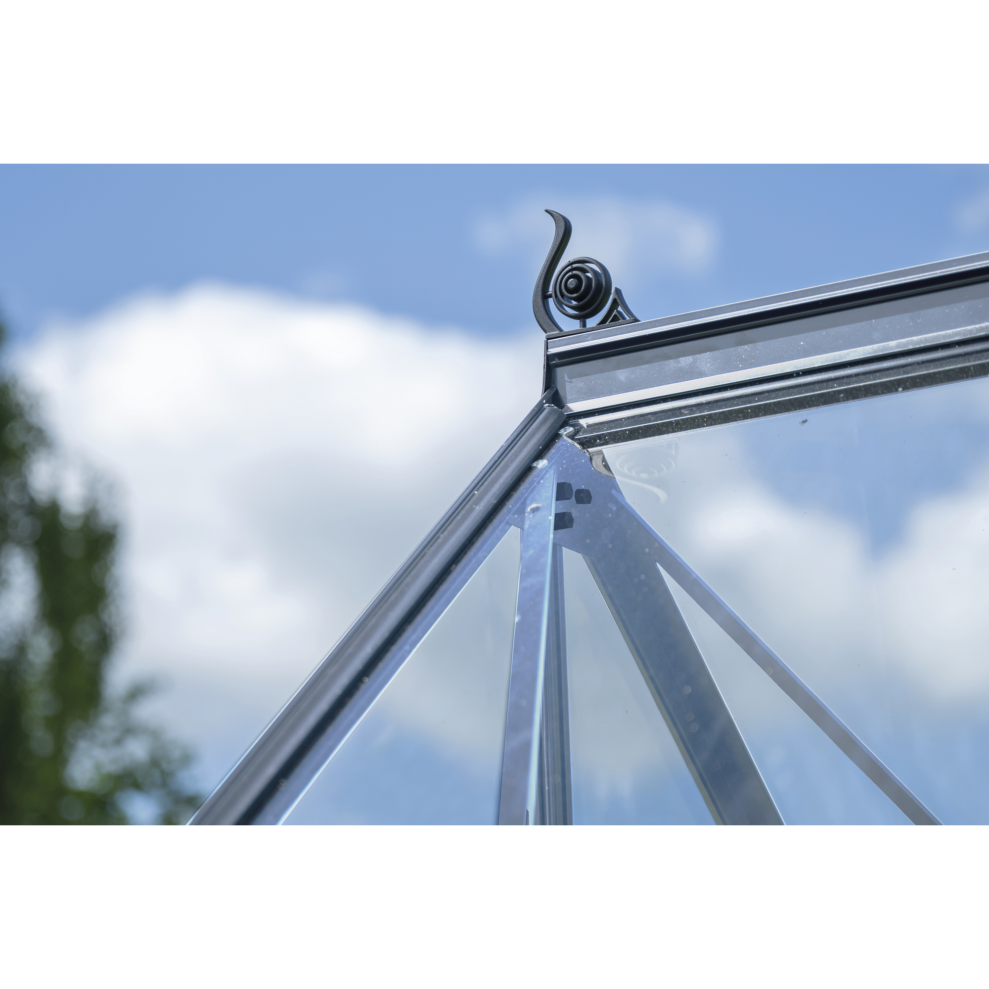 Gewächshaus 'ICON 8' 254,7 x 441,3 cm mit 3 mm Sicherheitsglas aluminiumfarben