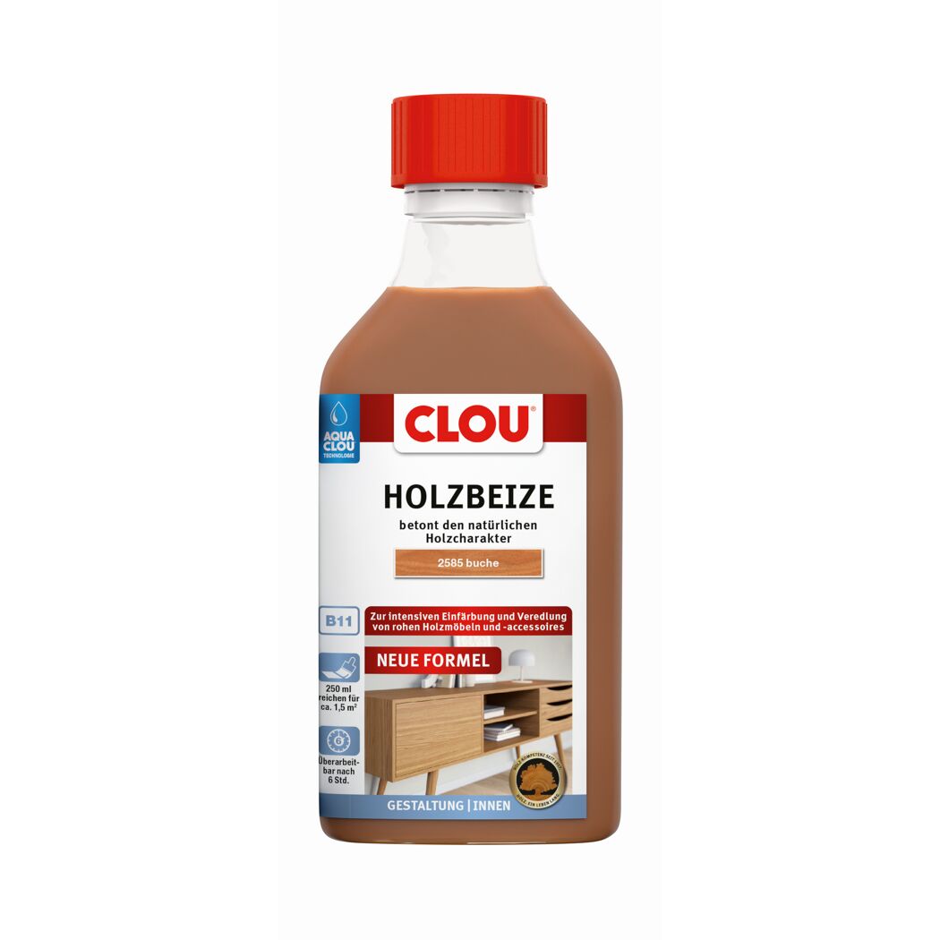 Holzbeize 'Aqua Clou' Nr. 2585 buchefarben 250 ml