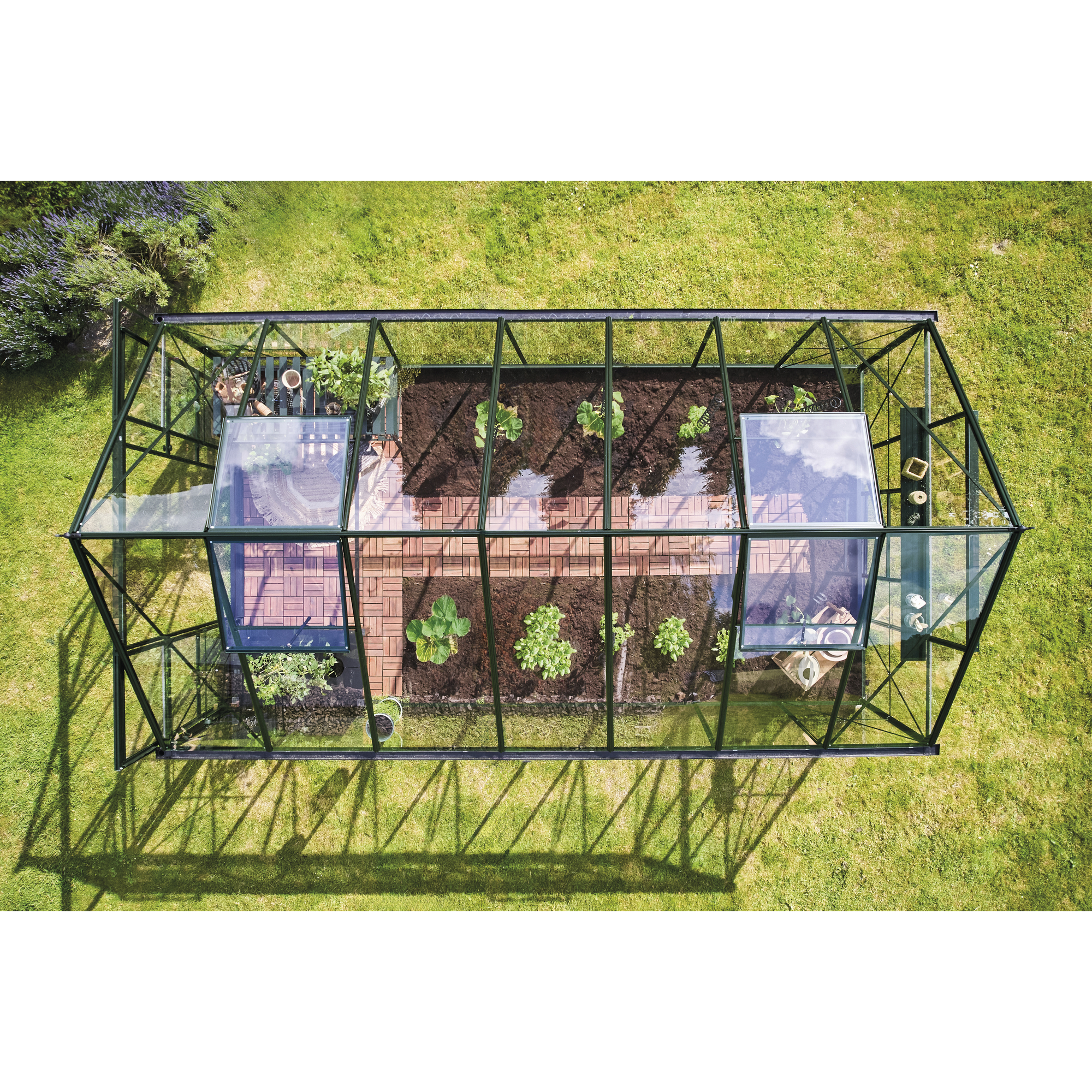 Gewächshaus 'ICON 8' 254,7 x 441,3 cm mit 3 mm Sicherheitsglas grün