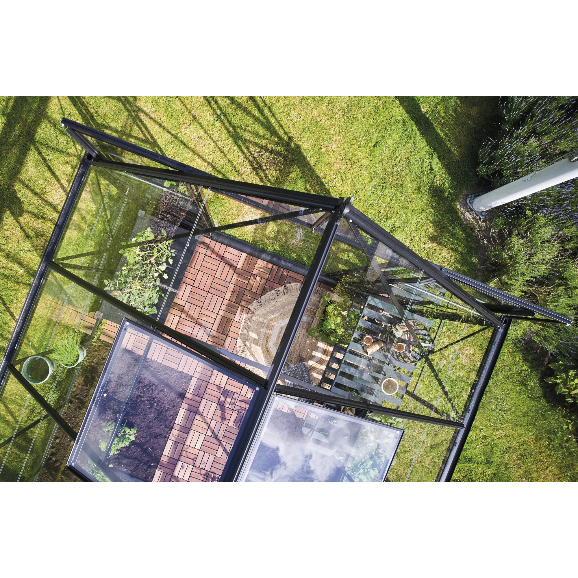 Gewächshaus 'ICON 8' 254,7 x 441,3 cm mit 3 mm Blankglas schwarz
