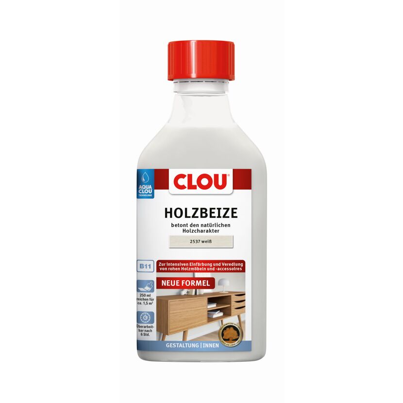 Holzbeize 'Aqua Clou' Nr. 2537 weiß 250 ml