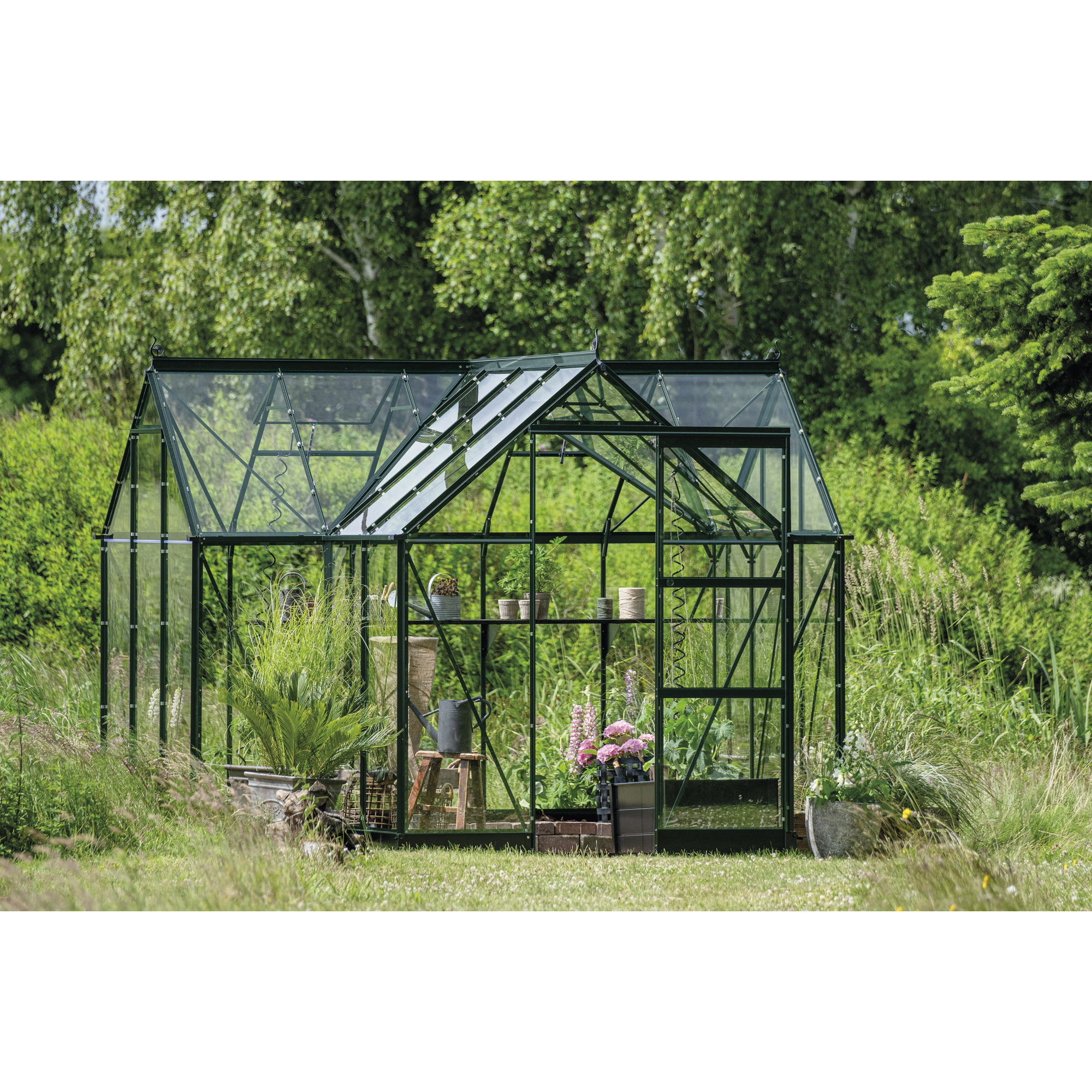 Gewächshaus 'ICON Gardenhouse 6' 321,7 x 319,4 cm mit 3 mm Sicherheitsglas grün
