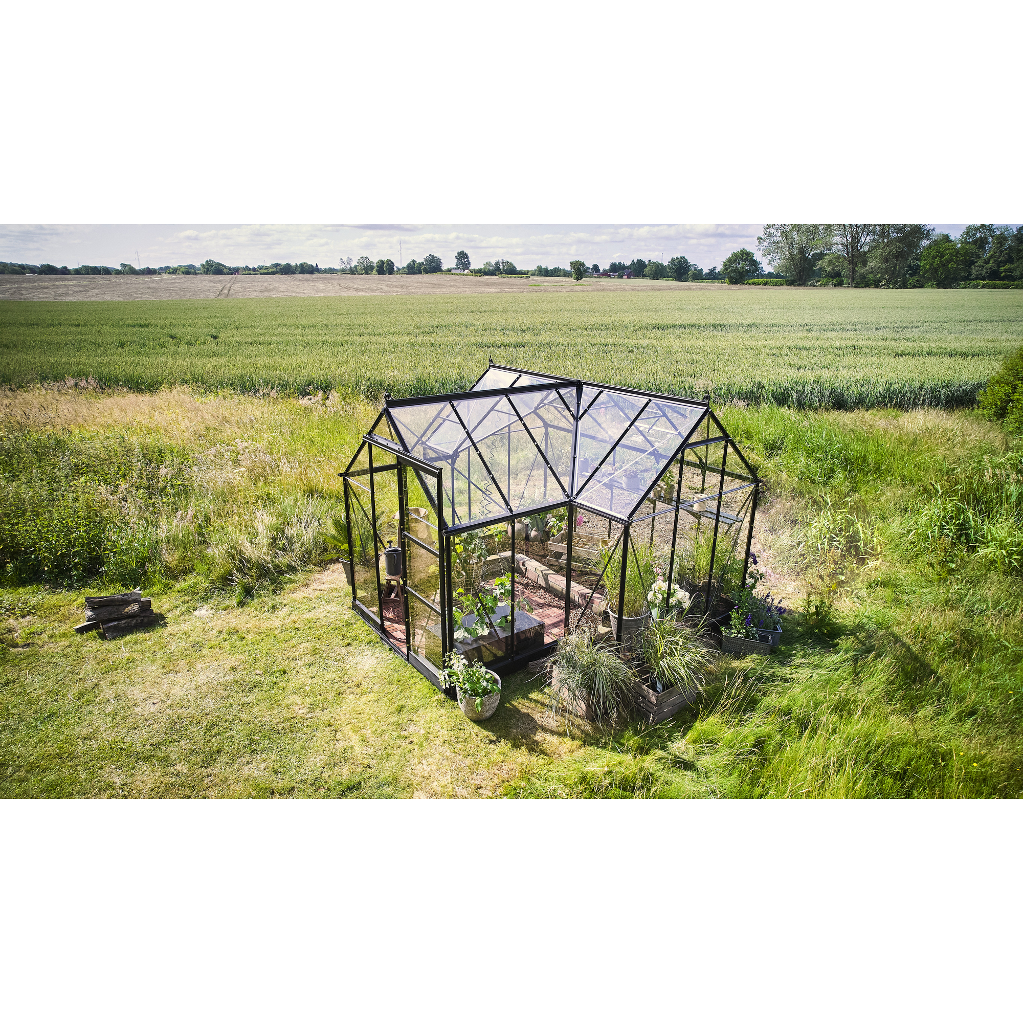 Gewächshaus 'ICON Gardenhouse 6' 321,7 x 319,4 cm mit 3 mm Sicherheitsglas schwarz