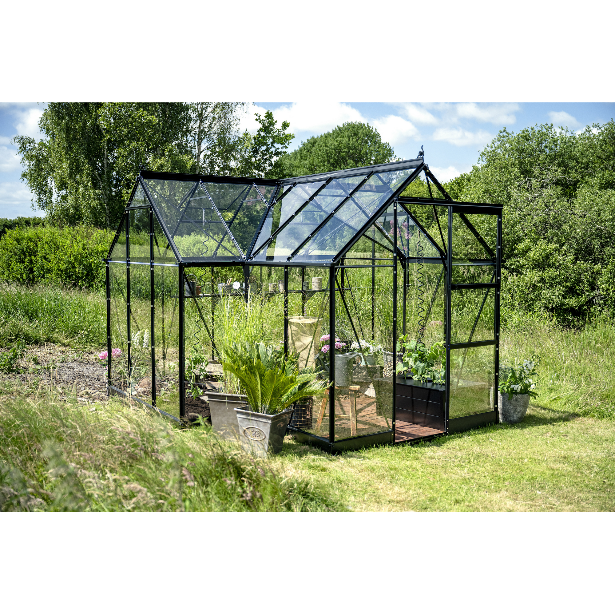 Gewächshaus 'ICON Gardenhouse 6' 321,7 x 319,4 cm mit 3 mm Sicherheitsglas schwarz