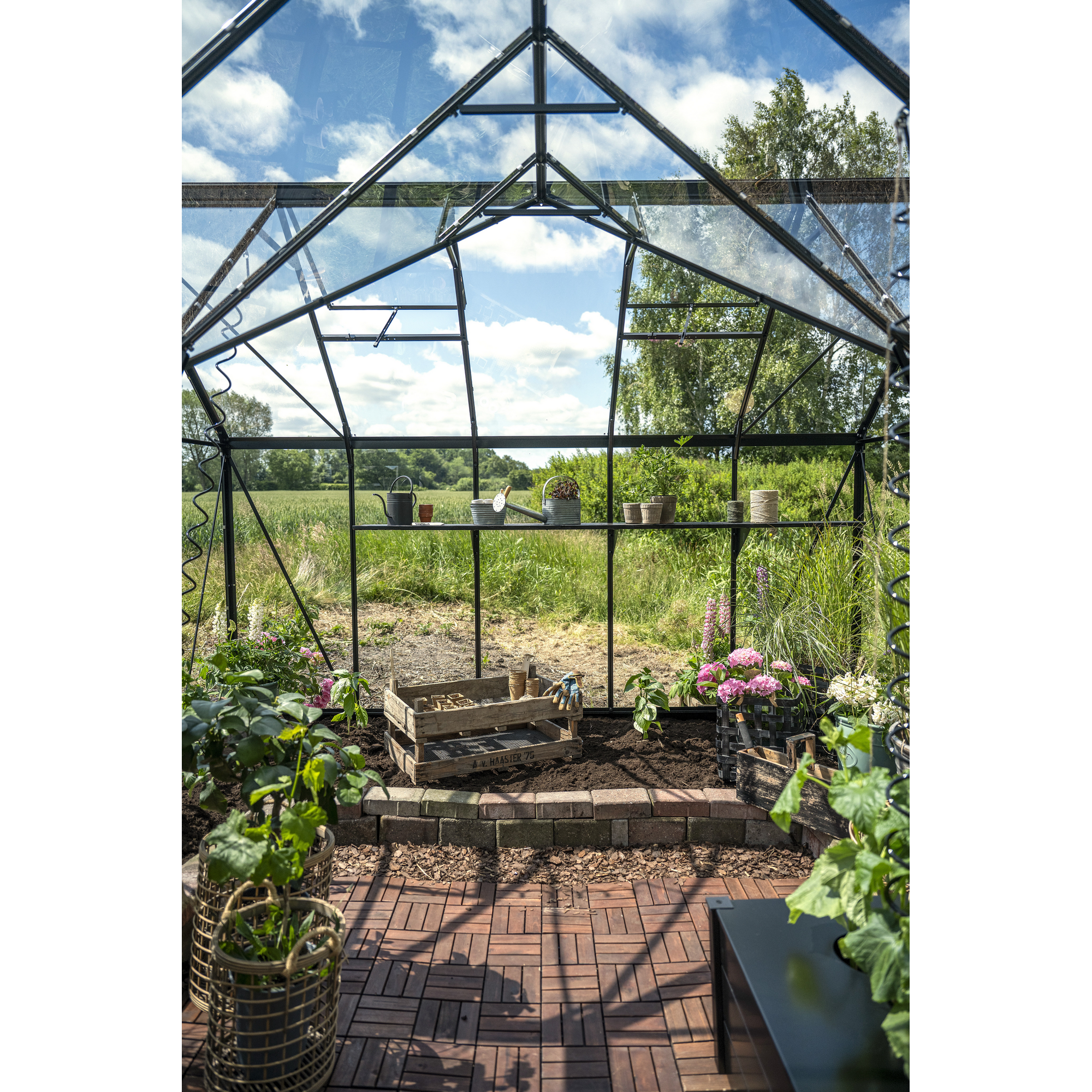 Gewächshaus 'ICON Gardenhouse 6' 321,7 x 319,4 cm mit 3 mm Sicherheitsglas schwarz