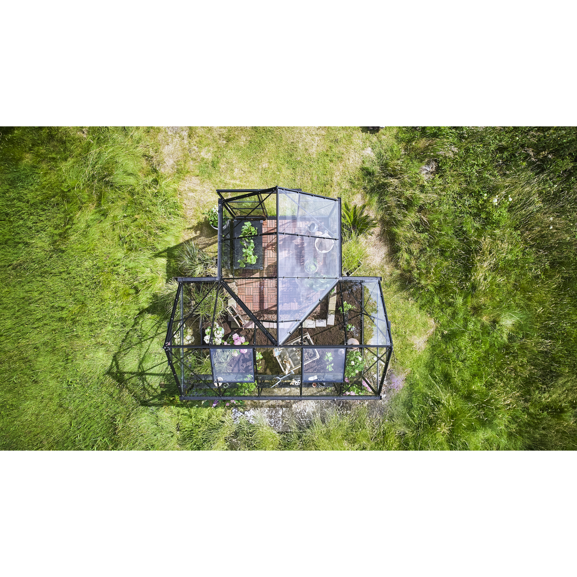 Gewächshaus 'ICON Gardenhouse 6' 321,7 x 319,4 cm mit 3 mm Sicherheitsglas schwarz