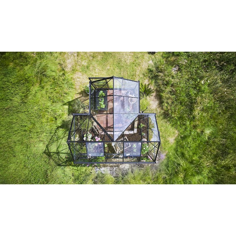 Gewächshaus 'ICON Gardenhouse 6' 321,7 x 319,4 cm mit 3 mm Sicherheitsglas schwarz
