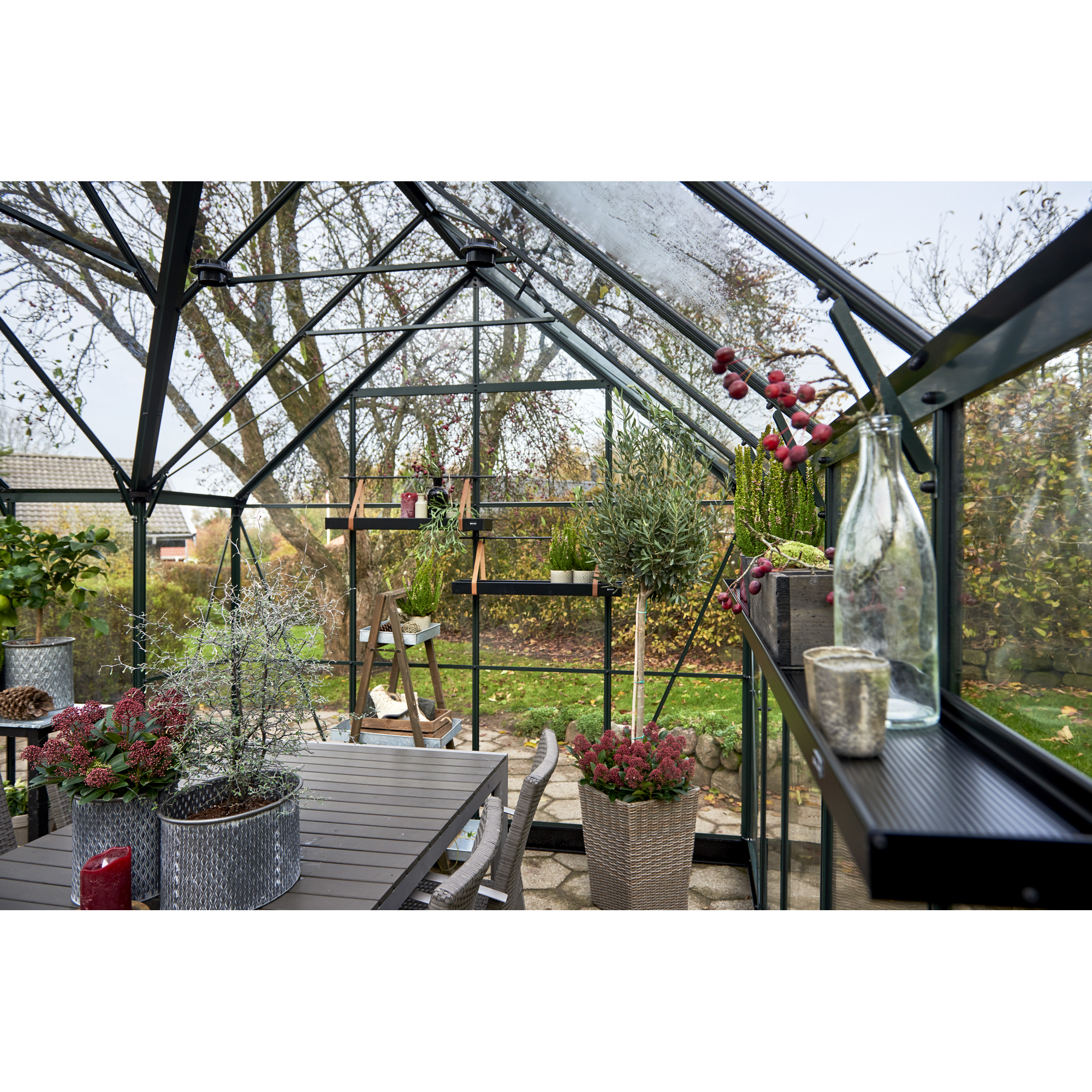 Gewächshaus 'ICON Gardenhouse 8' 383,9 x 381,5 cm mit 3 mm Sicherheitsglas grün