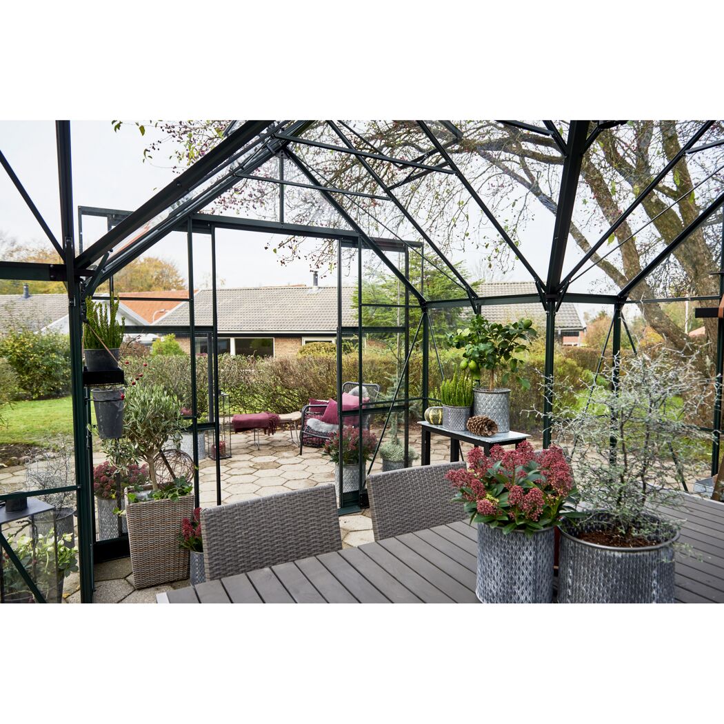 Gewächshaus 'ICON Gardenhouse 8' 383,9 x 381,5 cm mit 3 mm Sicherheitsglas grün