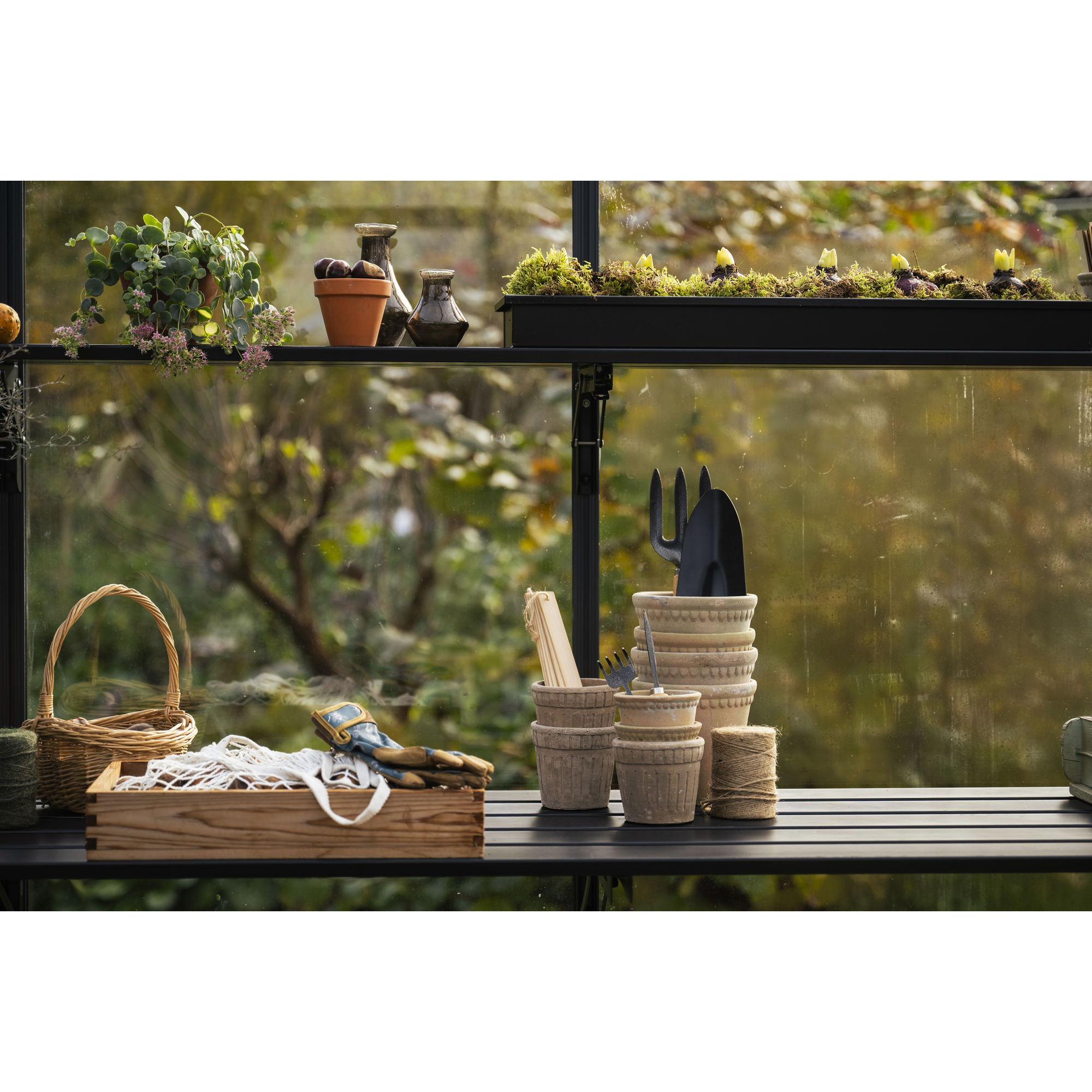 Klapptisch für Gewächshaus 212 x 55 cm schwarz