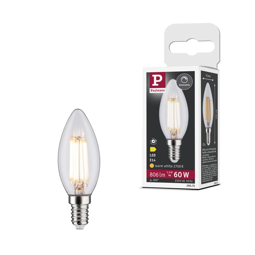 LED-Leuchtmittel dimmbar Kerze matt E14 5,9 W 806 lm warmweiß