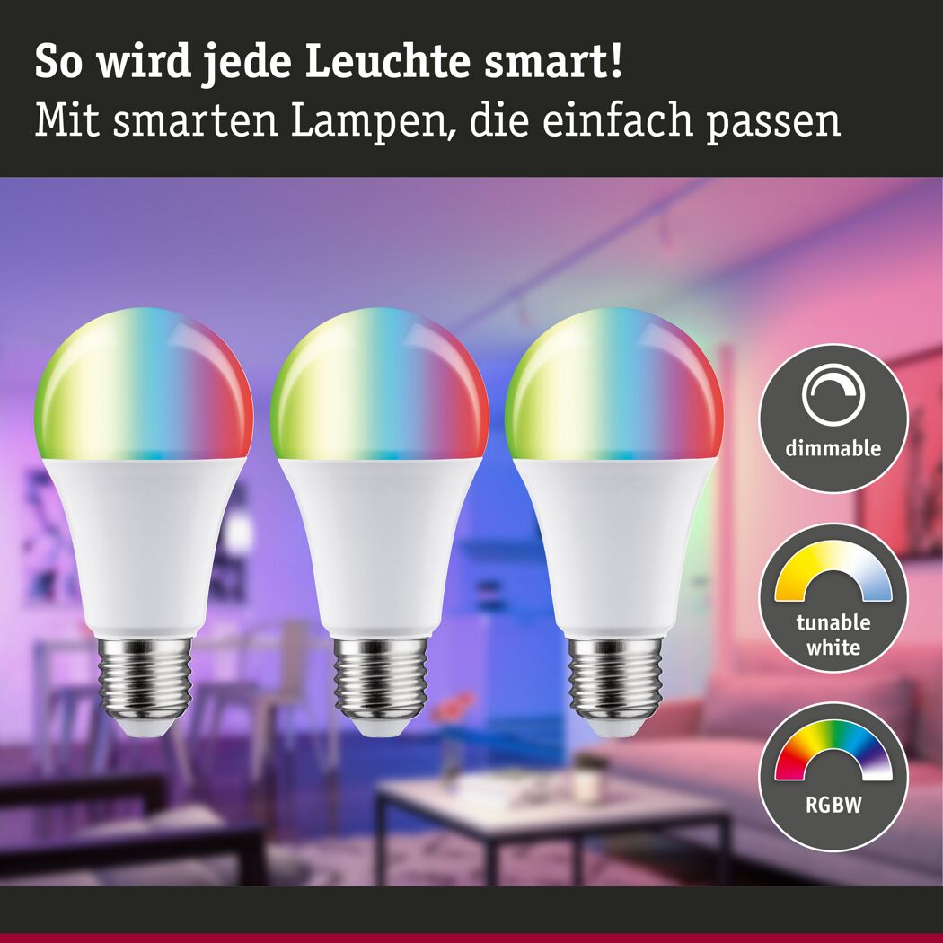 LED-Leuchtmittelset 'Zigbee' dimmbar Standardform E27 11 W 1055 lm warmweiß 3 Stück