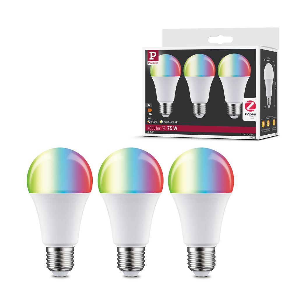 LED-Leuchtmittelset 'Zigbee' dimmbar Standardform E27 11 W 1055 lm warmweiß 3 Stück