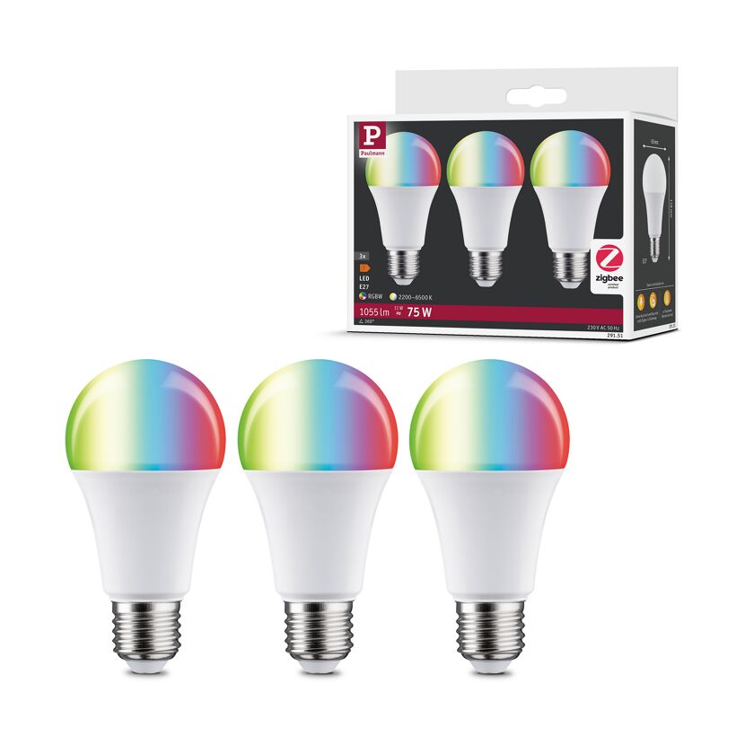 LED-Leuchtmittelset 'Zigbee' dimmbar Standardform E27 11 W 1055 lm warmweiß 3 Stück