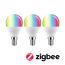 Drei bunte Zigbee LED-Leuchtmittel E14.