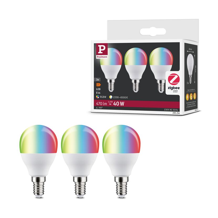 LED-Leuchtmittelset 'Zigbee' dimmbar Tropfen E14 5 W 470 lm warmweiß 3 Stück